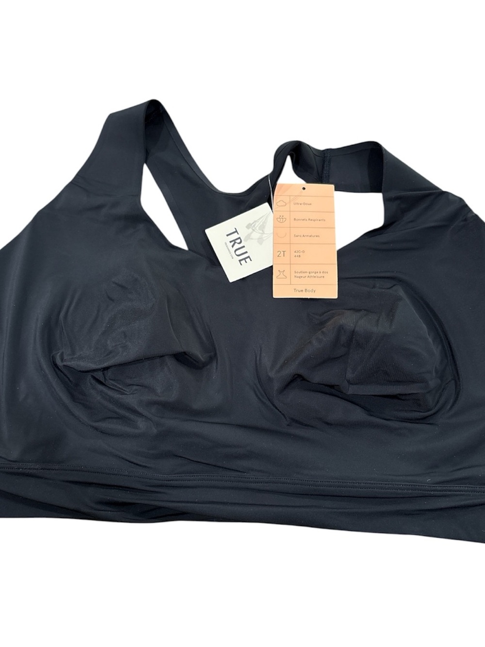 True & Co True Body Athleisure Racerback Bra Top Black 2X New